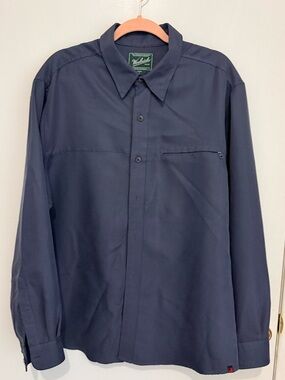 Woolrich Men's Dark Blue Long-Sleeve Button-Down Shirt
